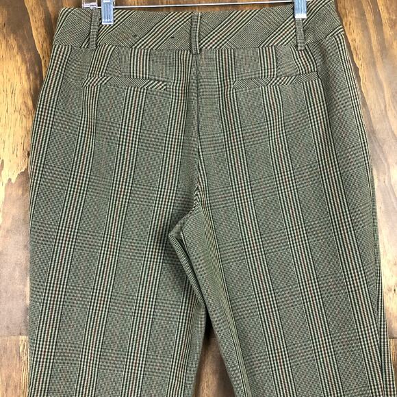 Roz & Ali Womens Pants Brown Green Checkered Plaid Workwear High Rise Stretch 8 - Picture 10 of 11